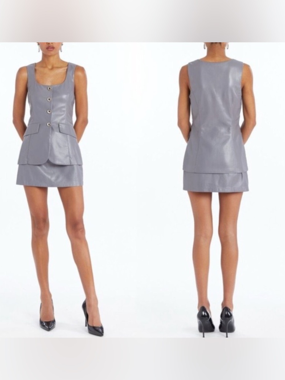 NWOT Amanda Uprichard Kya Skort Romper, Faux Leather, Size S